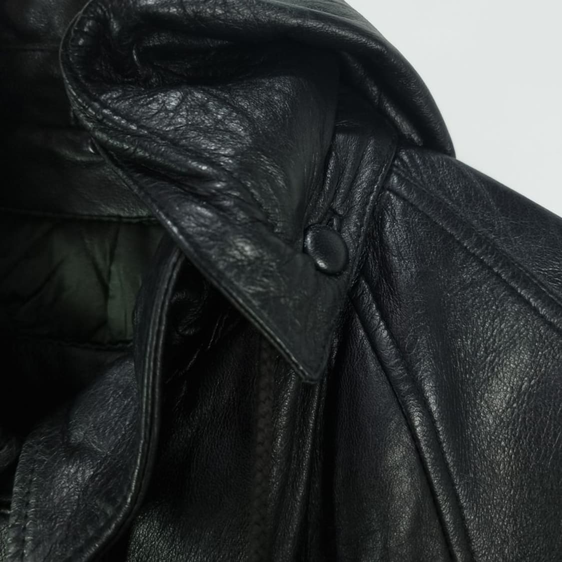 [빈티지] 리얼 쉽스킨 양가죽 후드 레더 코트 M18619 상품이미지7