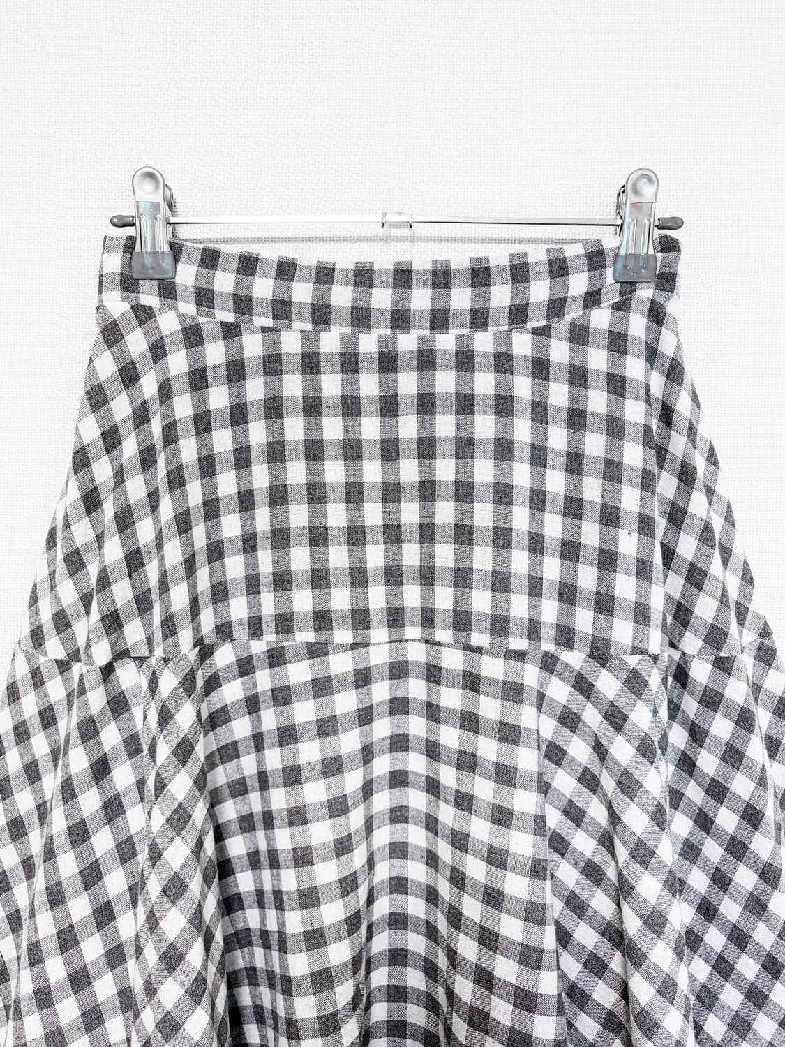 Gingham Flare Long Skirt - Grey 상품이미지5