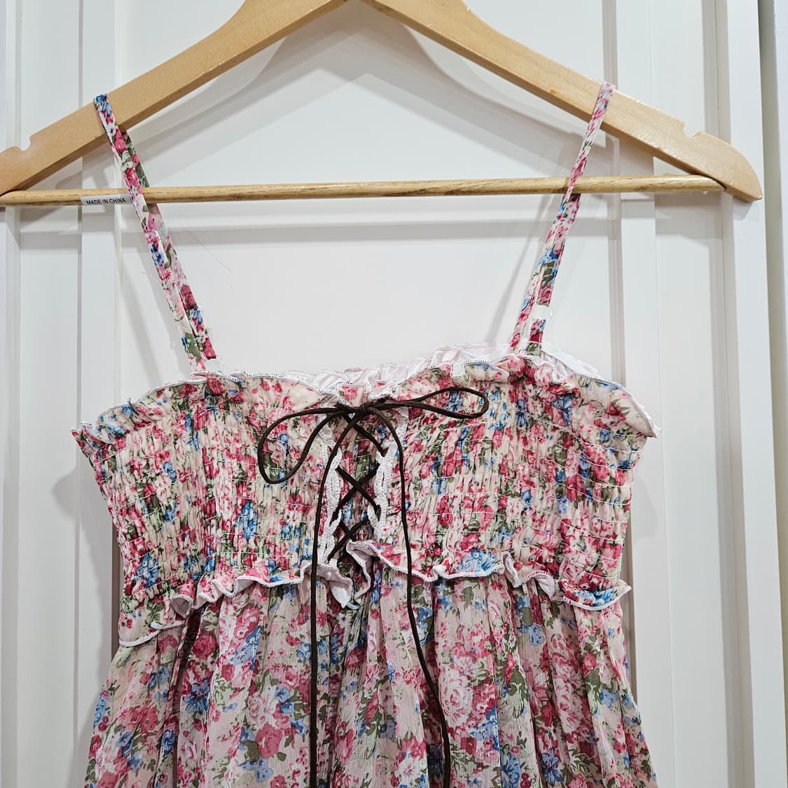 플라워 셔링 레이스 뷔스티에 원피스 상품이미지3