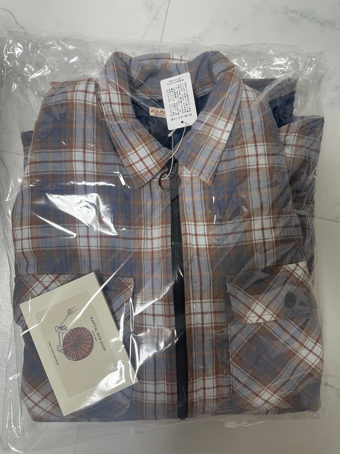 캐피탈 플란넬 체크 x 퀼티드 슬리브리스 베스트 네이비 상품이미지2