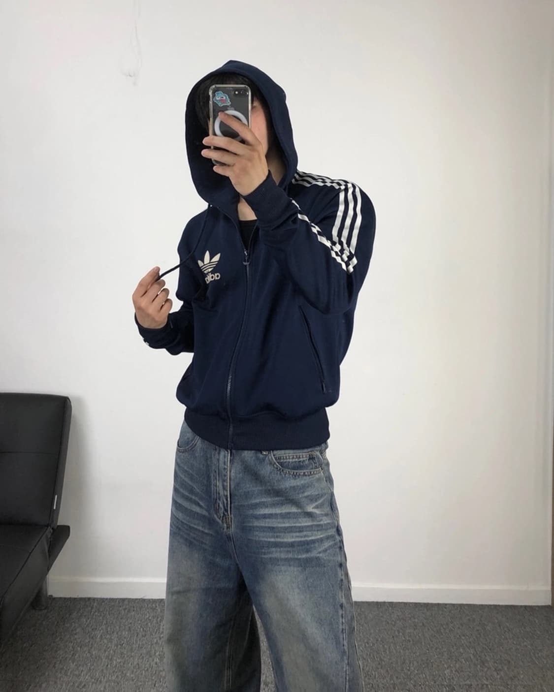아디다스 크롭 3stripes 빈티지 후드져지 상품이미지1