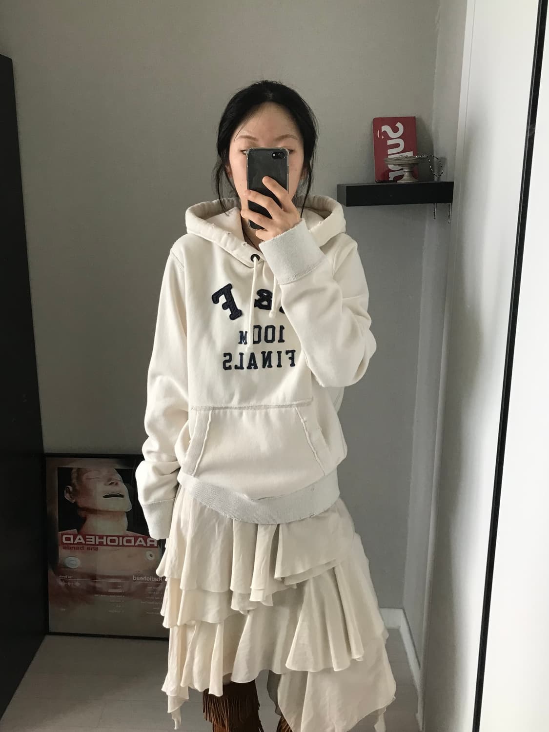 아베크롬비 자수로고 화이트 후드티 상품이미지1