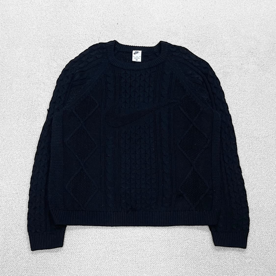 나이키 빅 스우시 케이블 니트 스웨터 블랙 상품이미지1