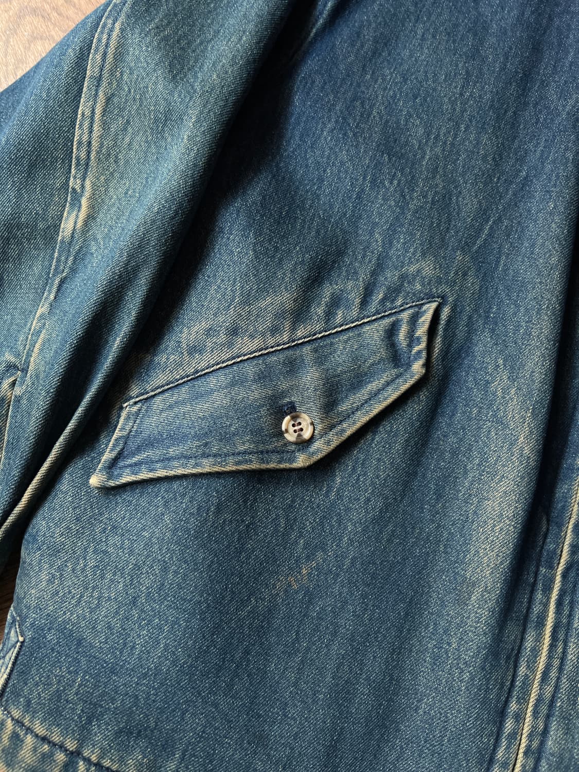 [M]90's KENT USA 쉐르파 라이닝 레더 카라 데님 자켓 상품이미지3