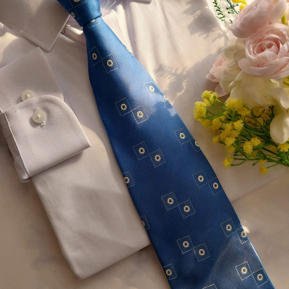 앤드류스타이 실크 블루 자카드 패턴 넥타이 9.9cm A+등급 K1354 상품이미지8