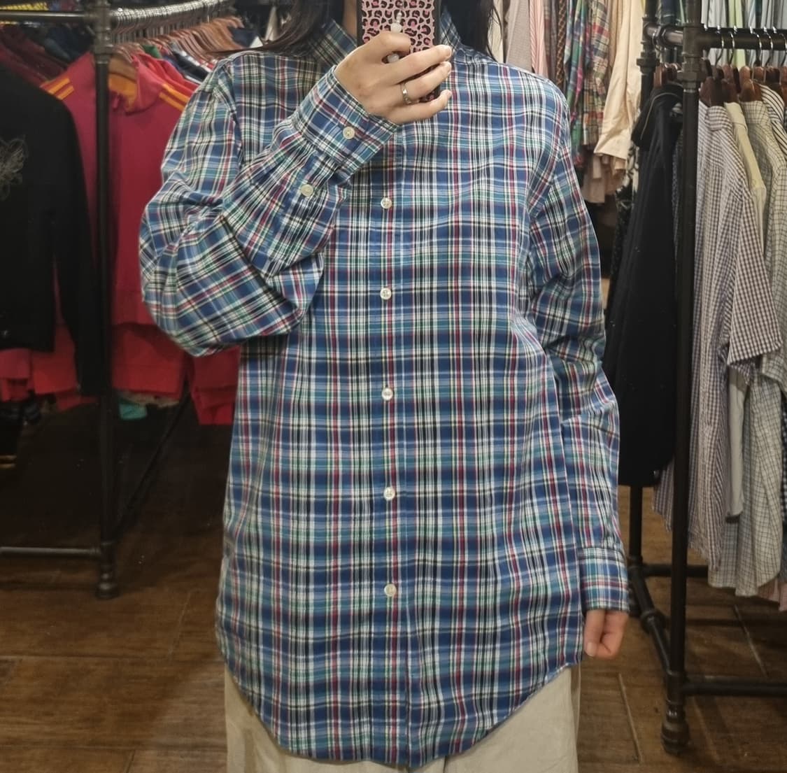 [Hi] polo 폴로 긴팔 체크셔츠 블루 상품이미지4