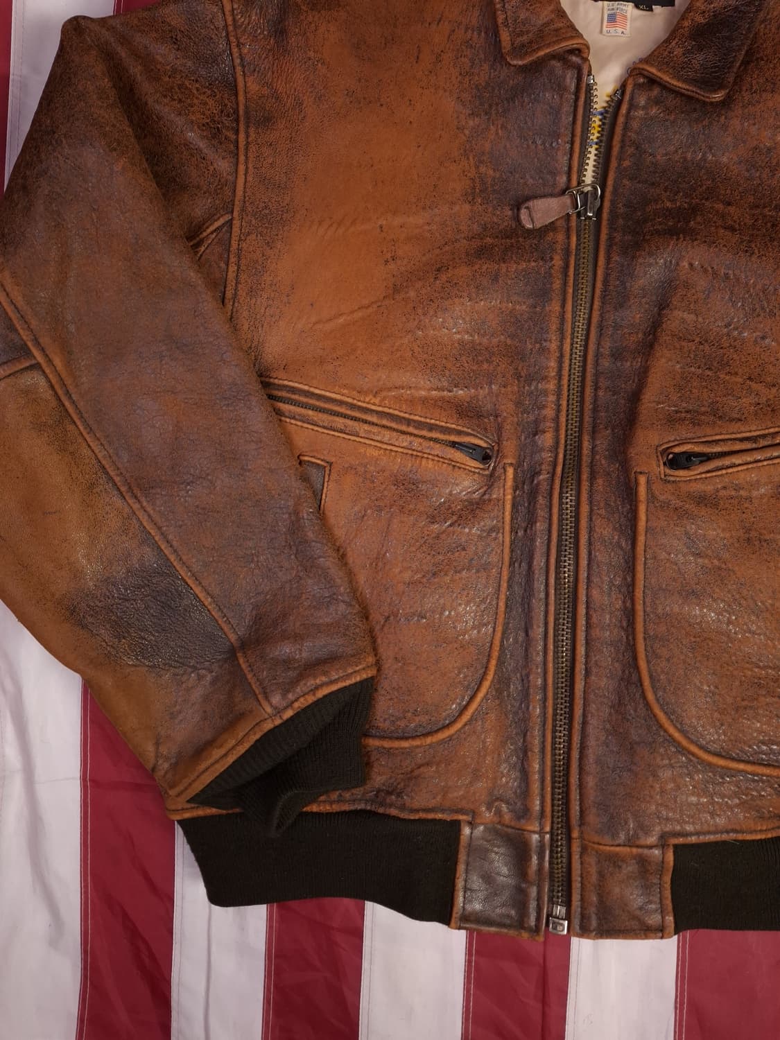 오리지날 90's 아메코 미육군 항공대 리얼레더 항공자켓 상품이미지3