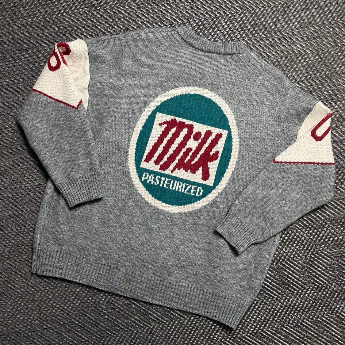 빈티지 밀크 넘버 패턴 박시핏 버튼 가디건y 5301 상품이미지1