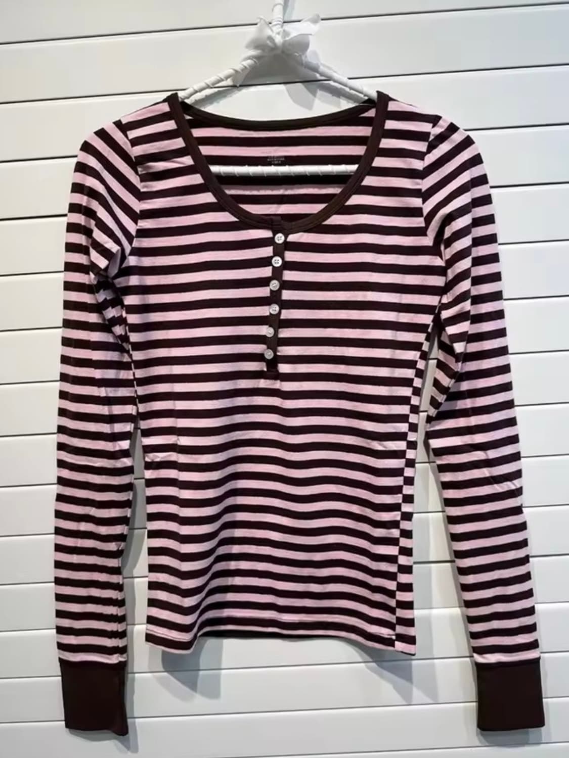 브랜디멜빌 핑크브라운 스트라이프 티  상품이미지2