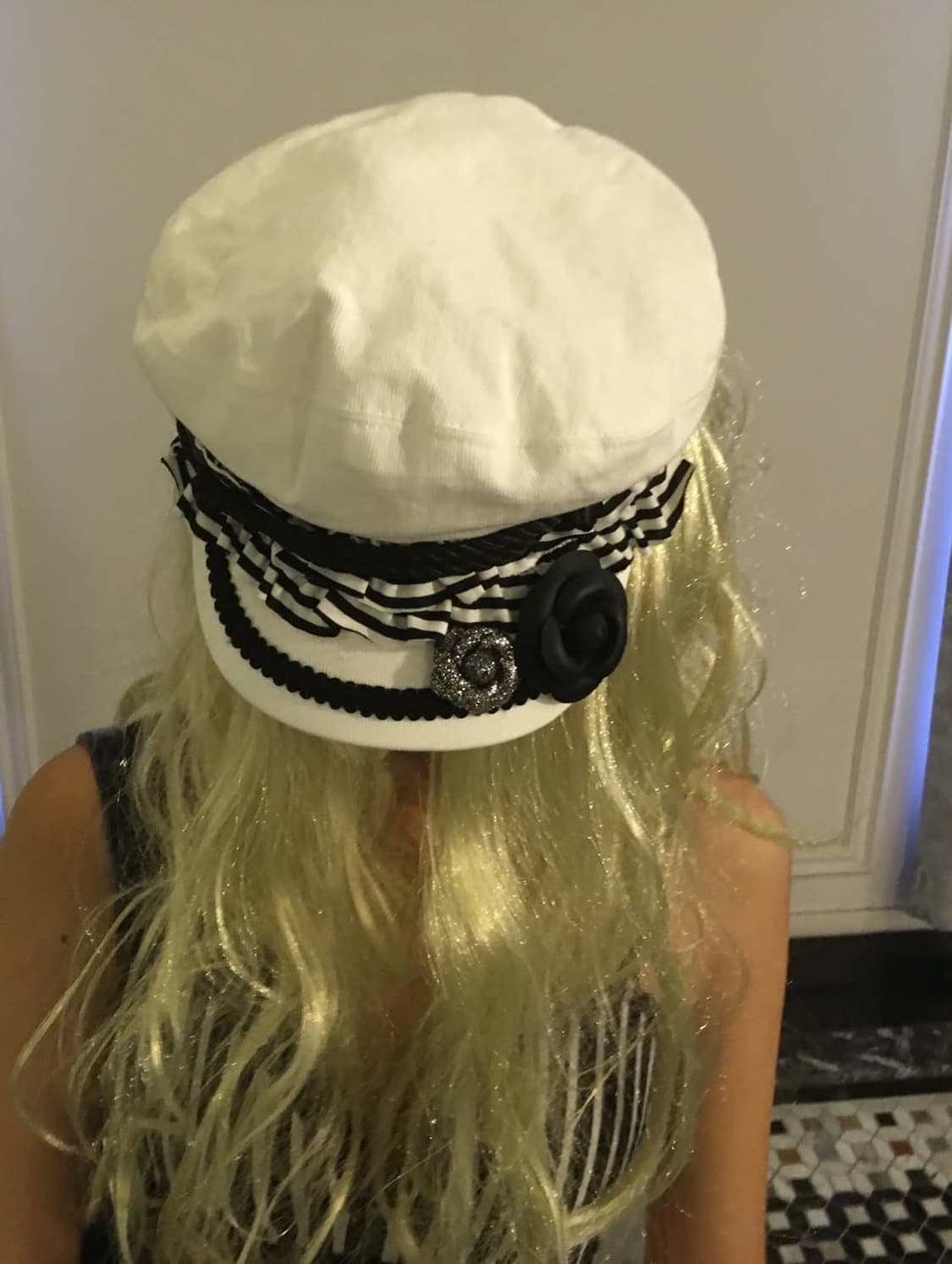 Stripe Ruffle Beret (White) 상품이미지3