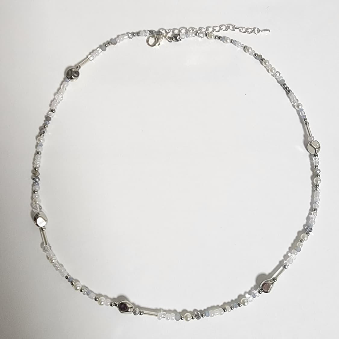 하늘 실버 비즈 목걸이 상품이미지1