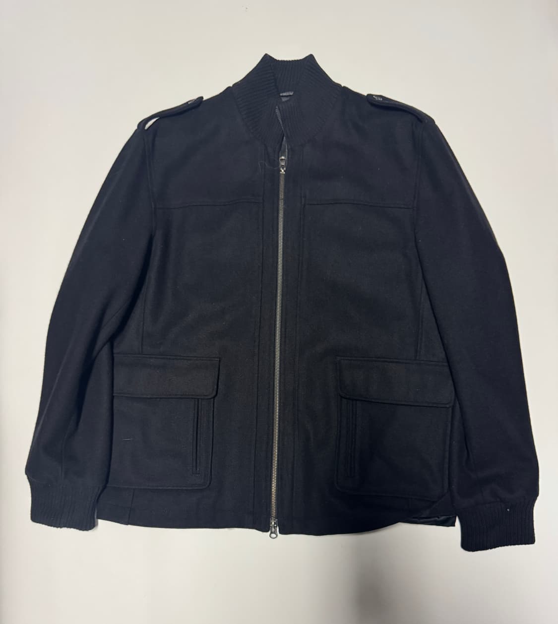 빠니깔레 울 미니멀 클래식 봄버 울 자켓 블랙 XL 상품이미지1