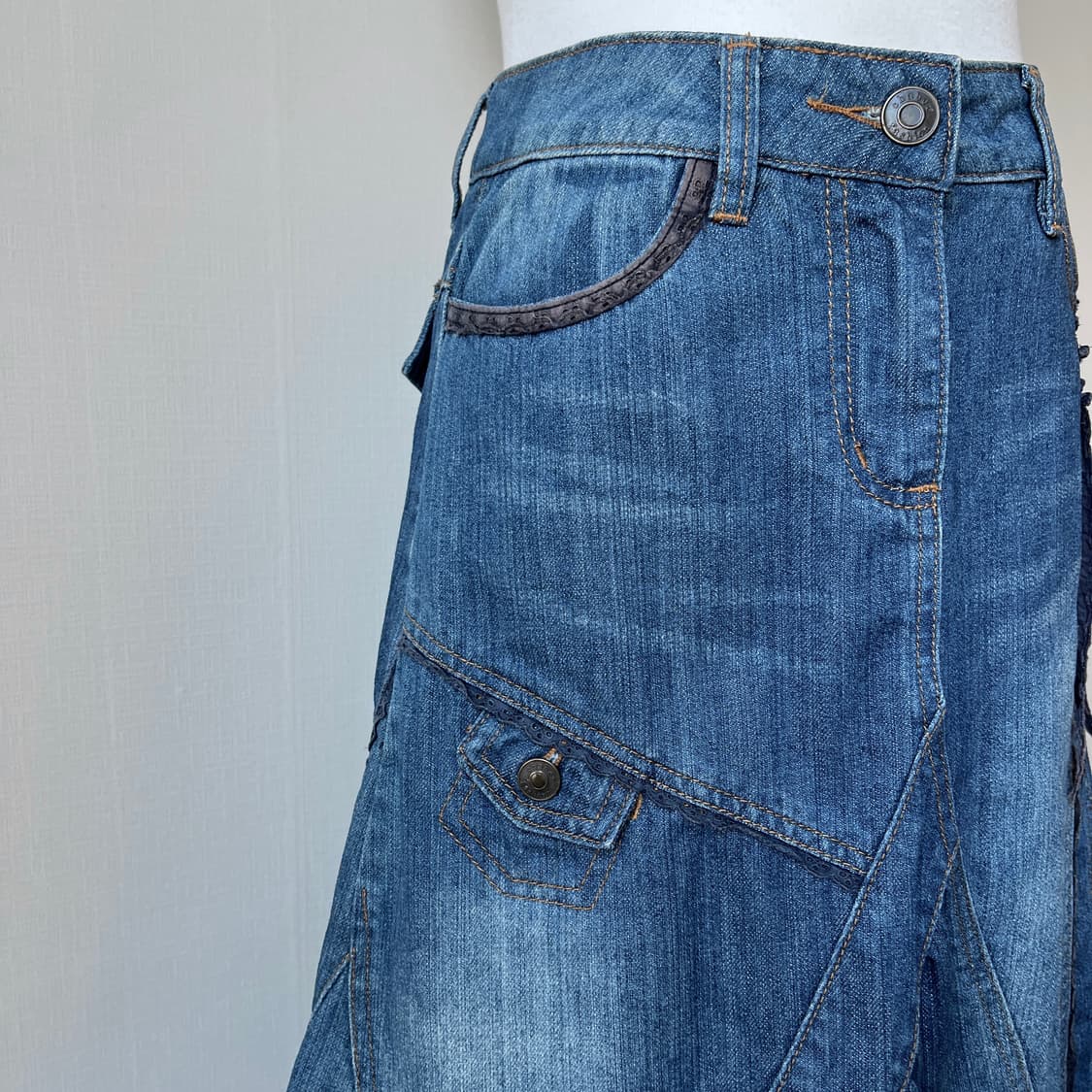 vintage mood denim midi skirt 상품이미지2