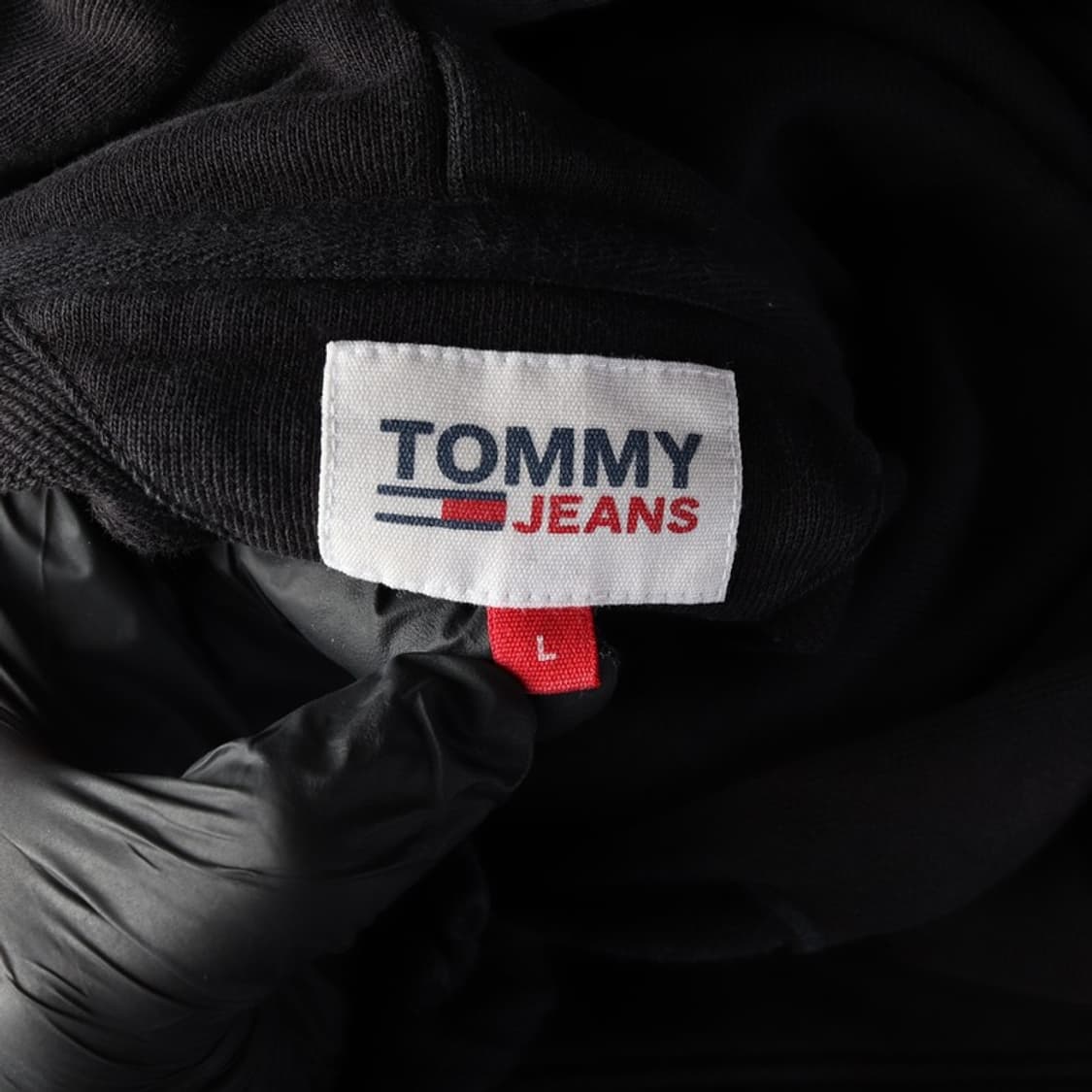 타미 진스 시그니처 플래그 자수 로고 블랙 후드티 L 상품이미지5