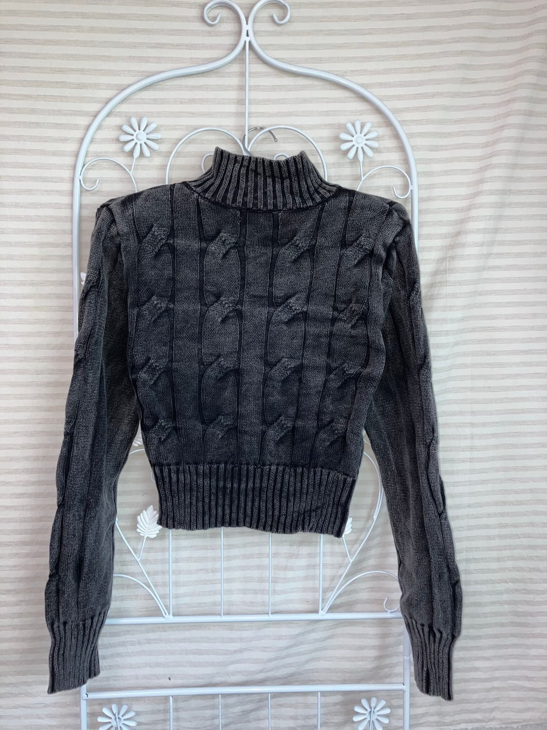 빈티지 차콜 꽈베기 니트 집업 y2k 스트릿 갸루 펑키 일본빈티지518  상품이미지1