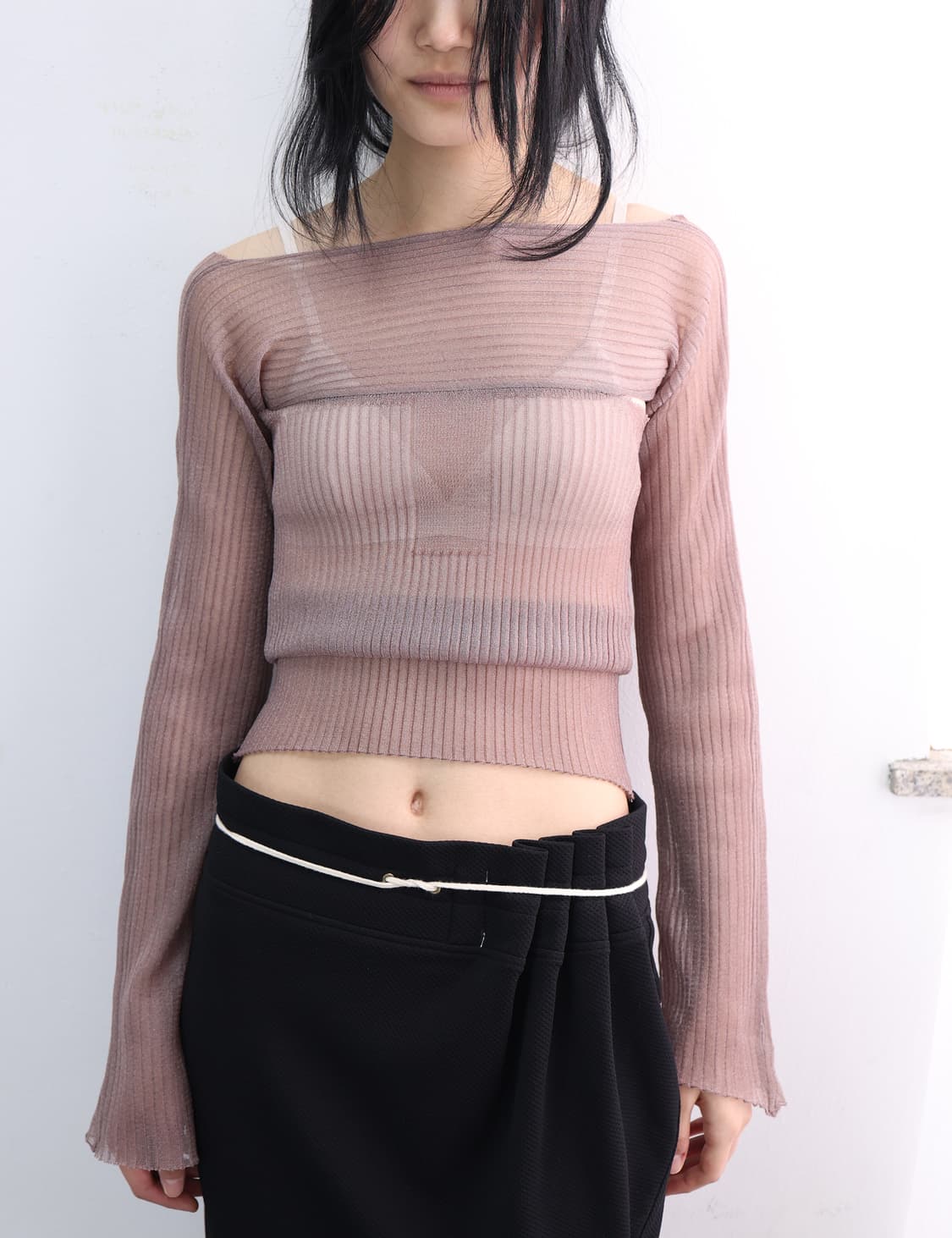 울리카상투스 쉬어 탱크 탑 핑크베이지 상품이미지1