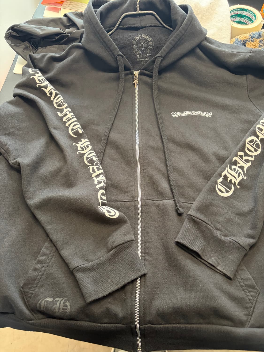 크롬하츠 스크롤 로고 퍽유 플리스 후드집업 XL 상품이미지2