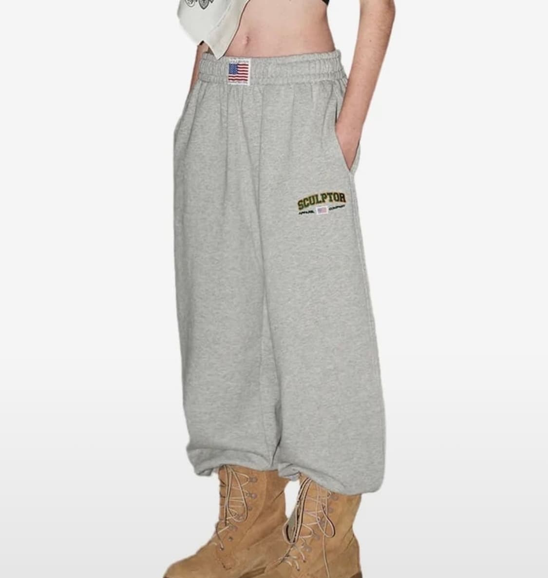스컬프터 바시티 스웻 팬츠 바지 멜란지 그레이 M 상품이미지1
