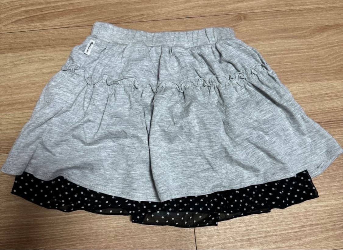 일본빈티지 도트 땡땡이 숏스커트 캉캉치마 리버시블 블랙 검정 그레이 회색 상품이미지2