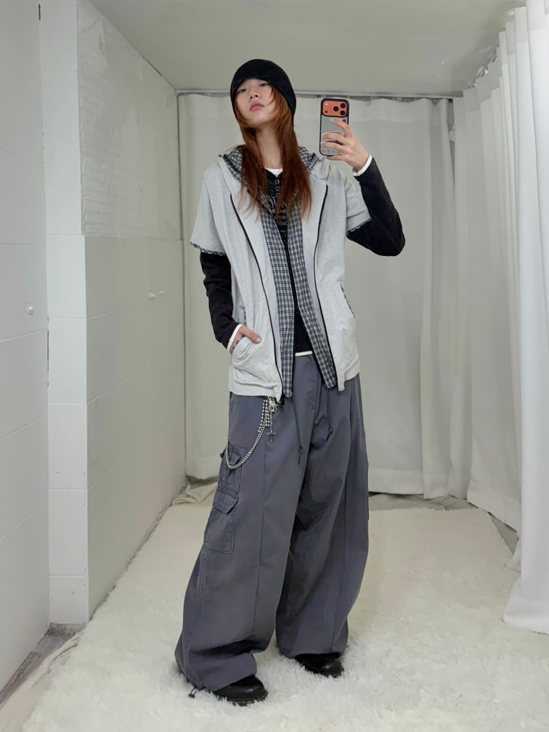 빈티지 무채색 너드 스트릿 코디 세트 상품이미지1