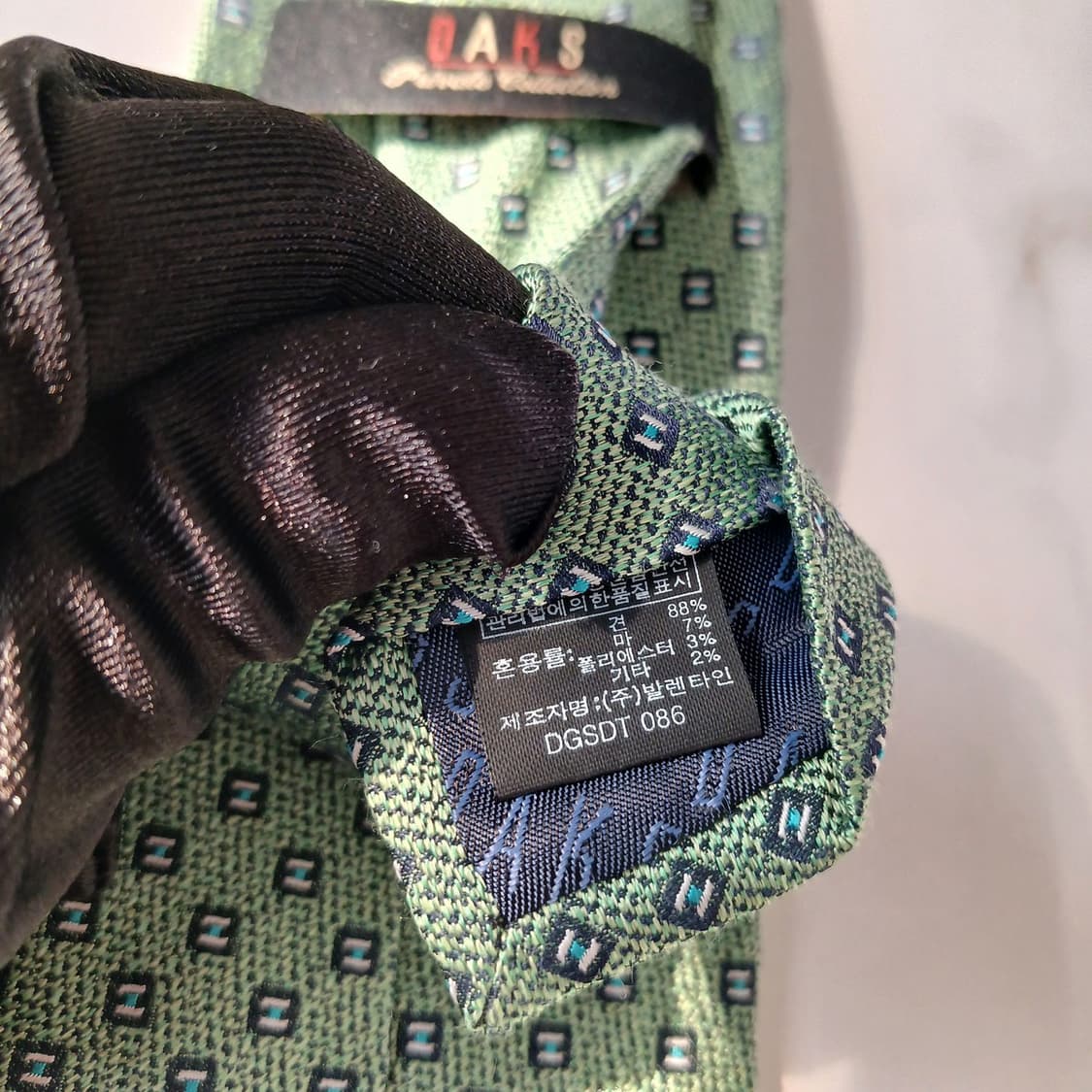 DAKS 닥스 실크 그린 패턴 넥타이 8cm S~A+등급 E815
 상품이미지10