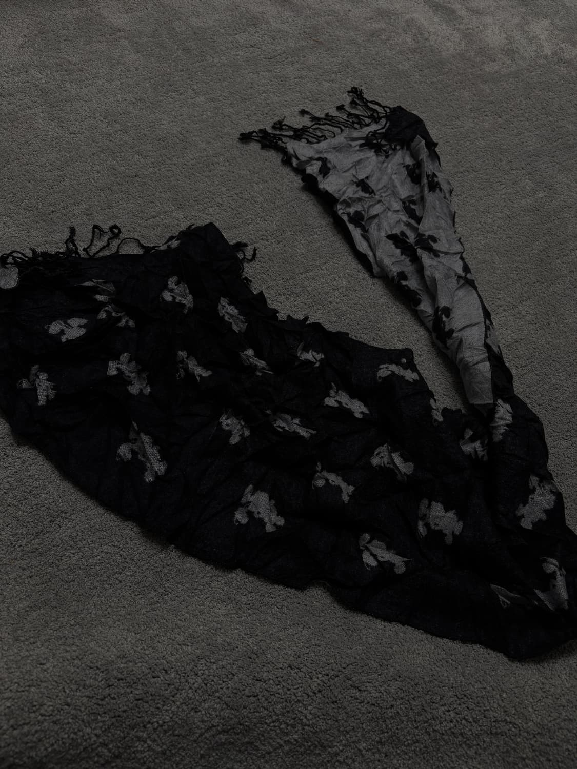 Vintage v-kei punk mood black&grey scarf 상품이미지2