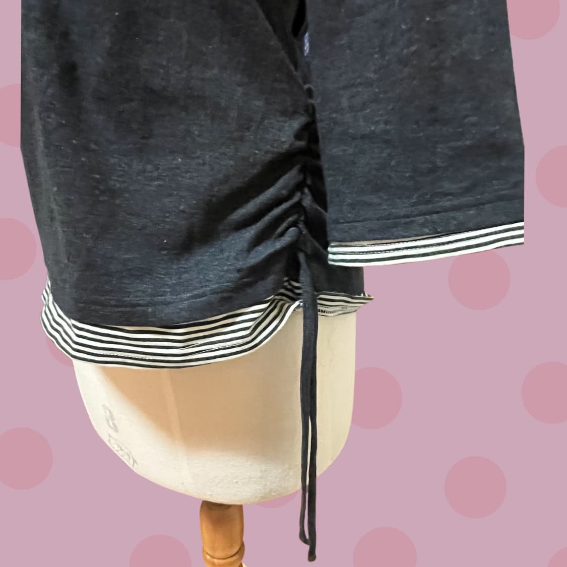 빈티지 7부 소매 스트라이프 레이어드 티셔츠 상품이미지4