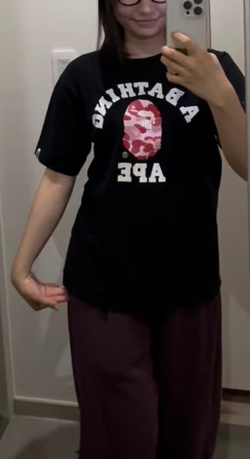 BAPE ABC Camo College T-Shirt Black Pink 상품이미지4