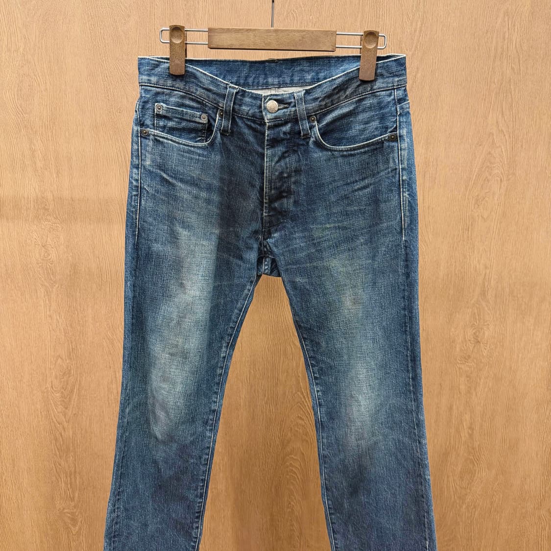 헬무트랭 데님 팬츠 빈티지 워싱 디테일 슬림 스트레이트핏 블루 상품이미지3