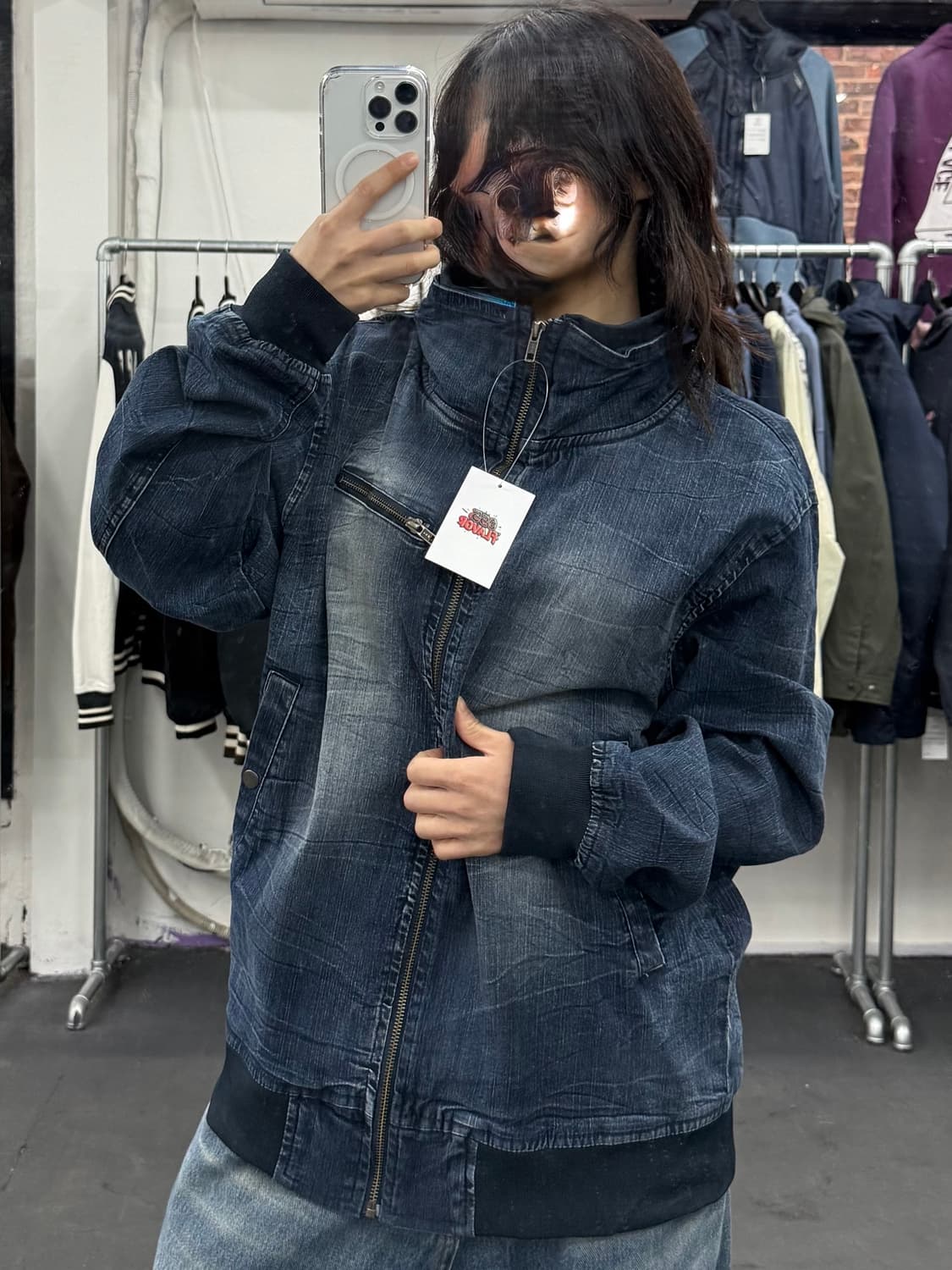 VTG 하이넥 후드 데님자켓 상품이미지1