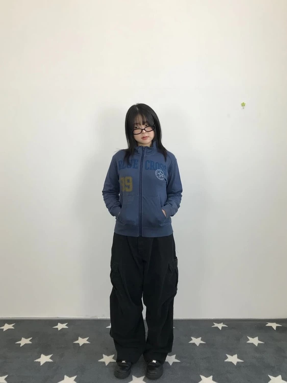 Blue Cross Logo Zip Sweatshirt Navy 상품이미지1