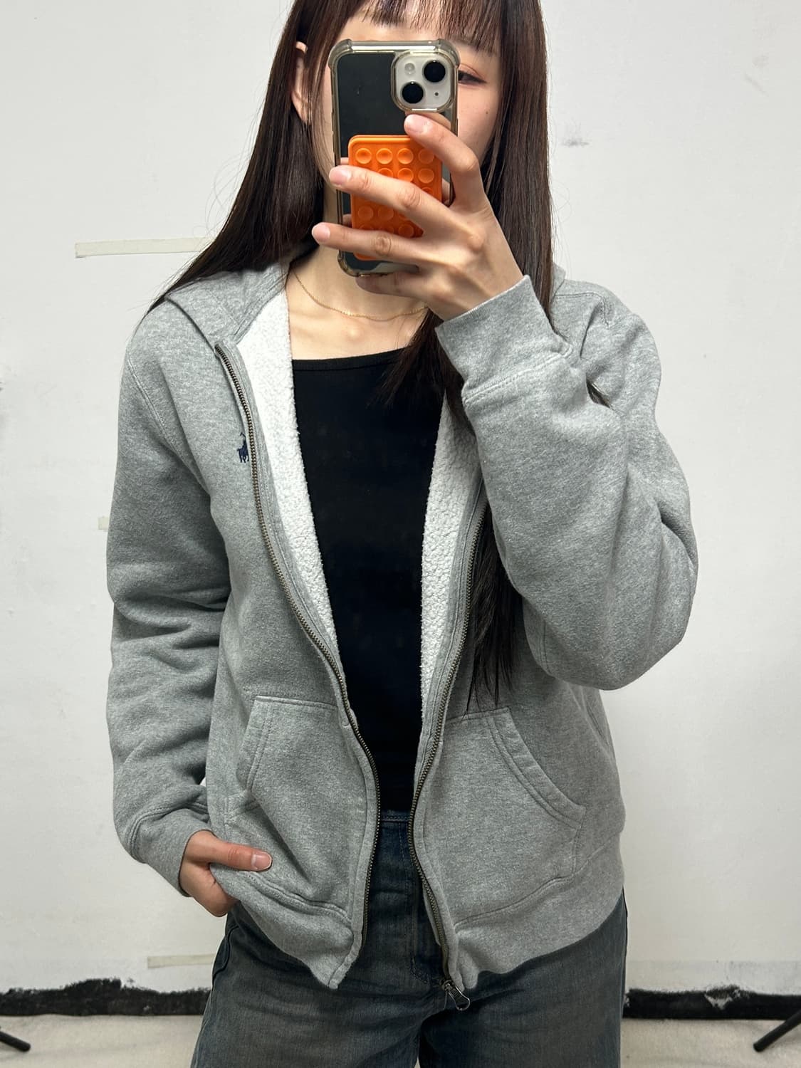 폴로 랄프로렌 신형QR 포니로고 그레이 후드집업 상품이미지2