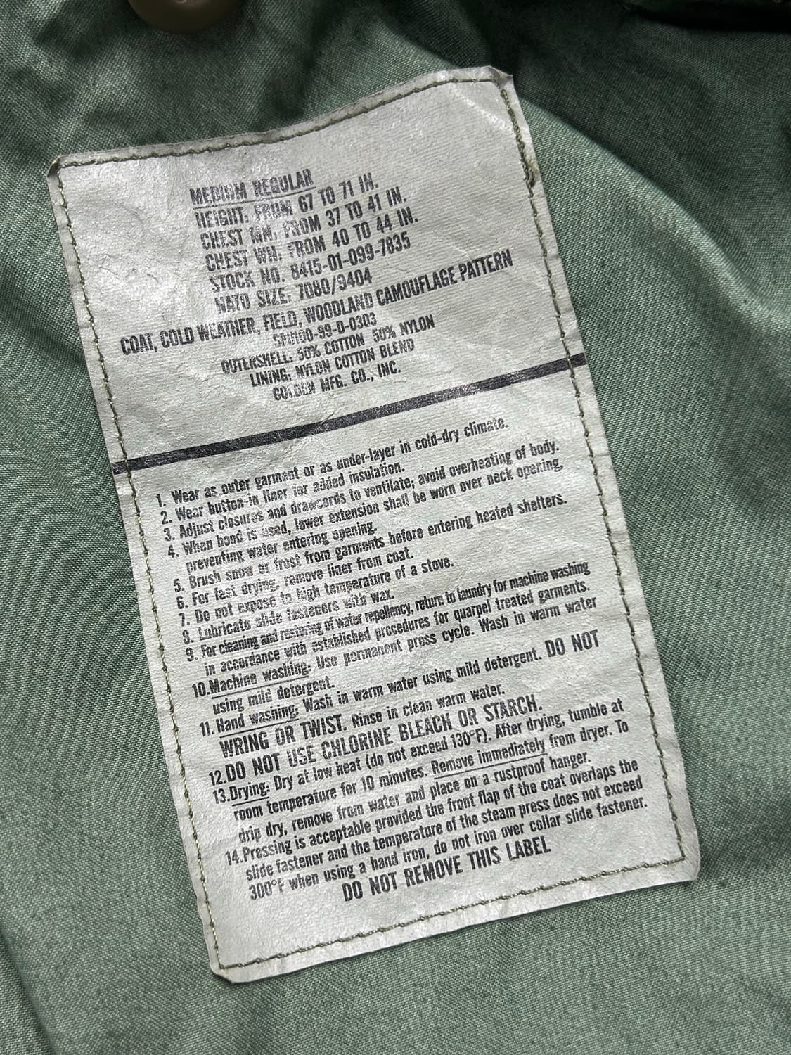 90s US Army M65 우드랜드 카모 필드 자켓 상품이미지6