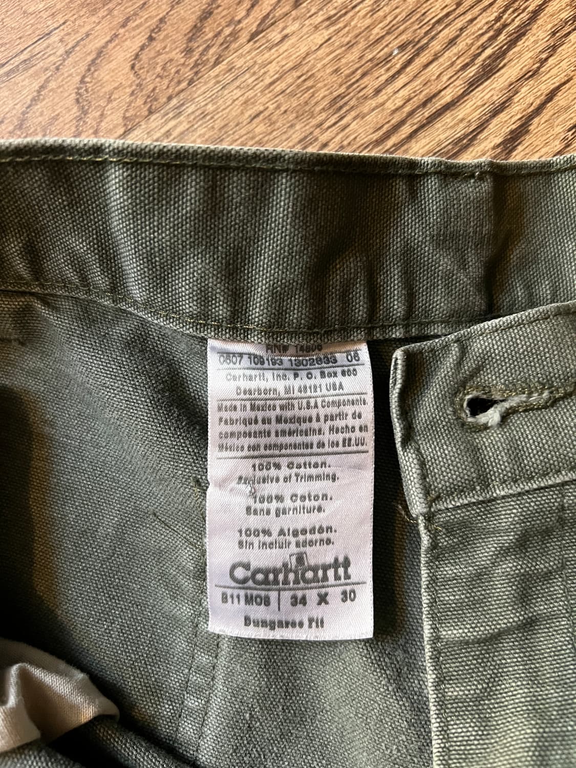 [34]칼하트 USA 더티워싱 모스그린 싱글니 카펜터 워크 팬츠 상품이미지9