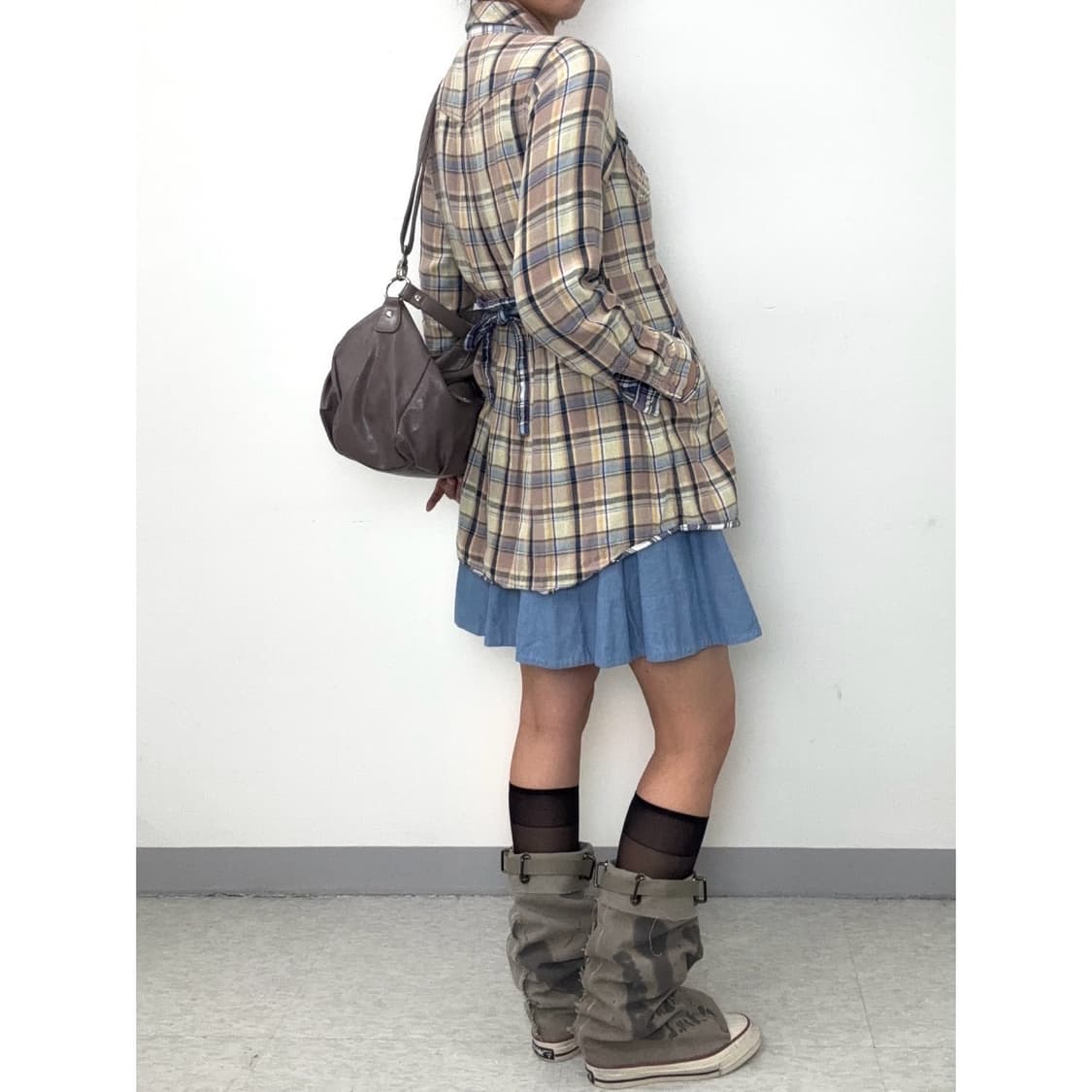 빈티지 체크 셔츠 원피스 상품이미지4