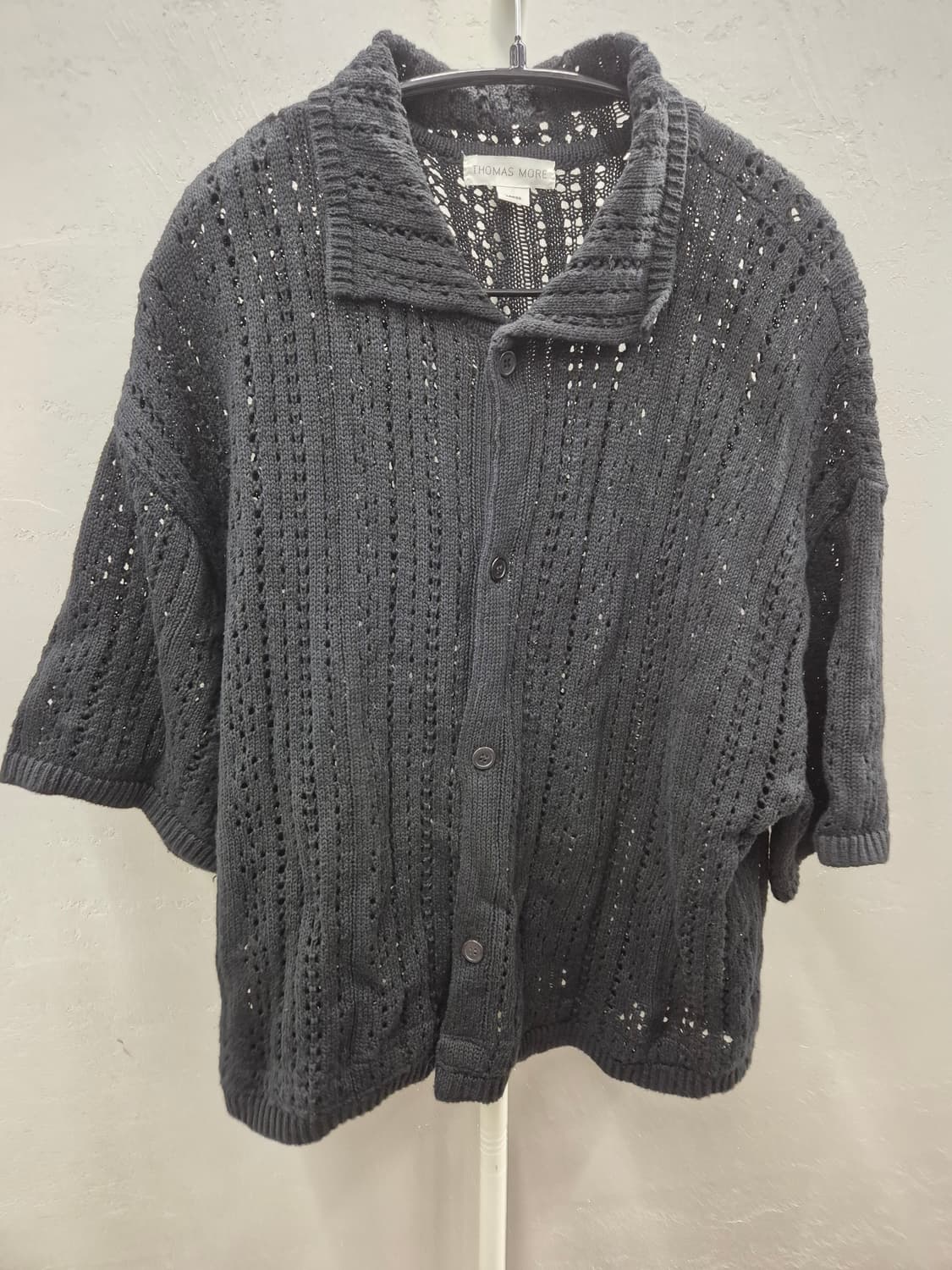 토마스모어 블랙 반팔 니트 가디건 L 상품이미지2