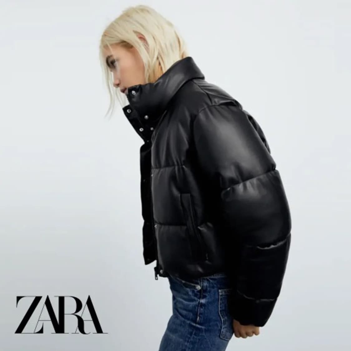 자라 블랙 레더 숏패딩 m 상품이미지1