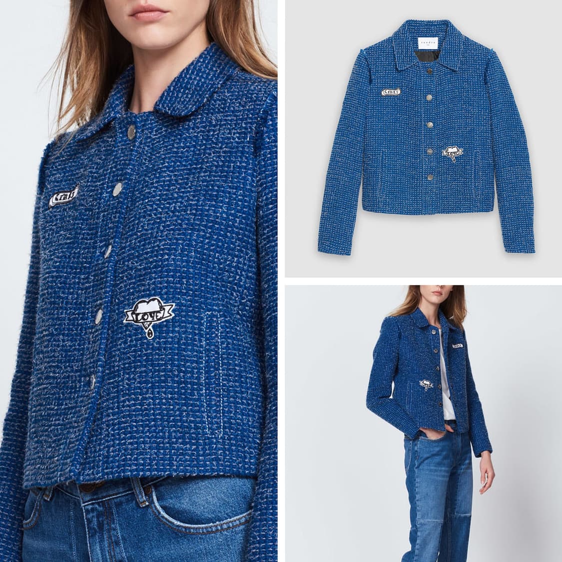 산드로 패치 디테일 울 트위드 자켓 상품이미지2