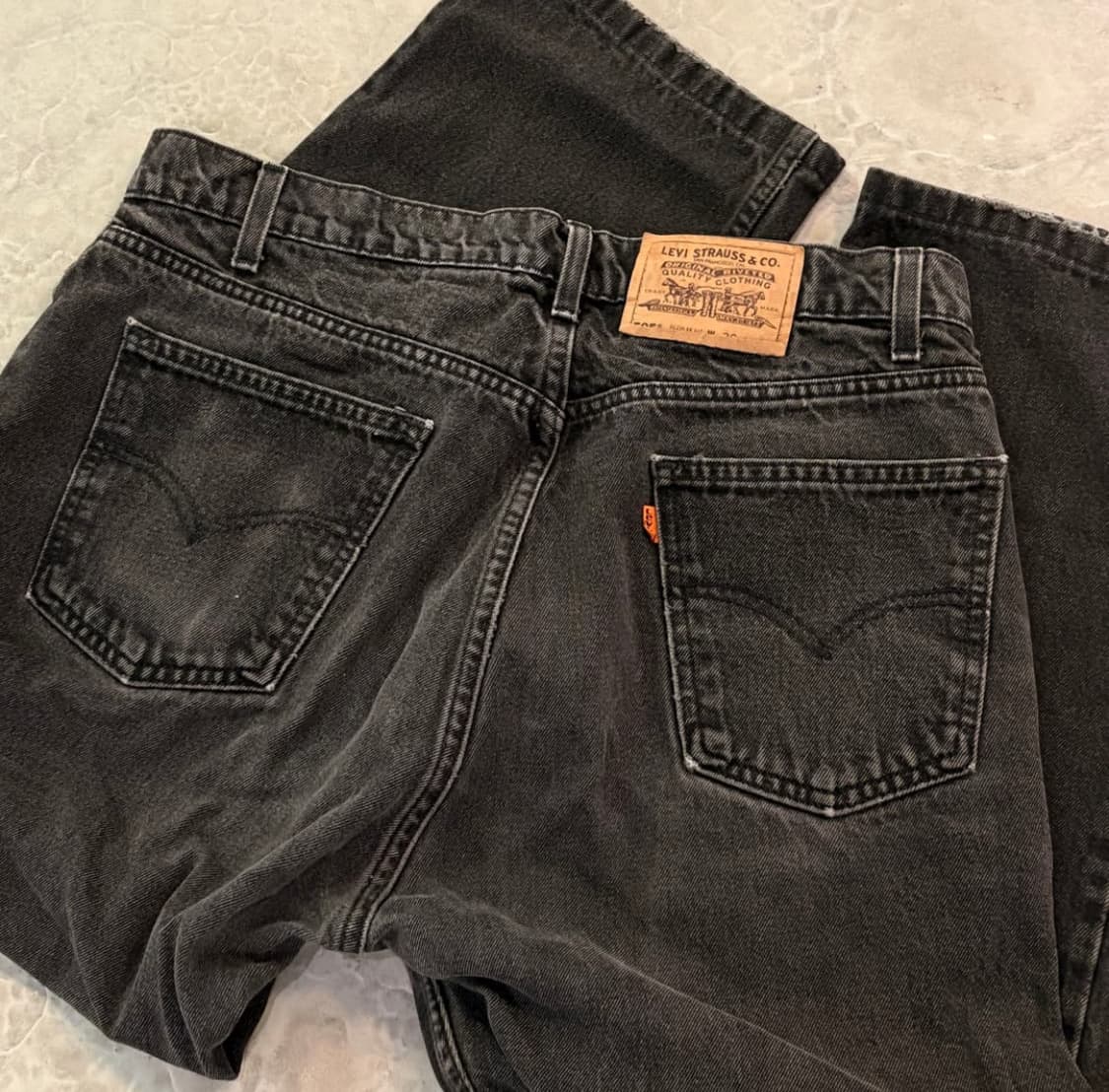 [36/30] 90s USA 리바이스 505 오랜지탭 블랙 흑청   상품이미지4