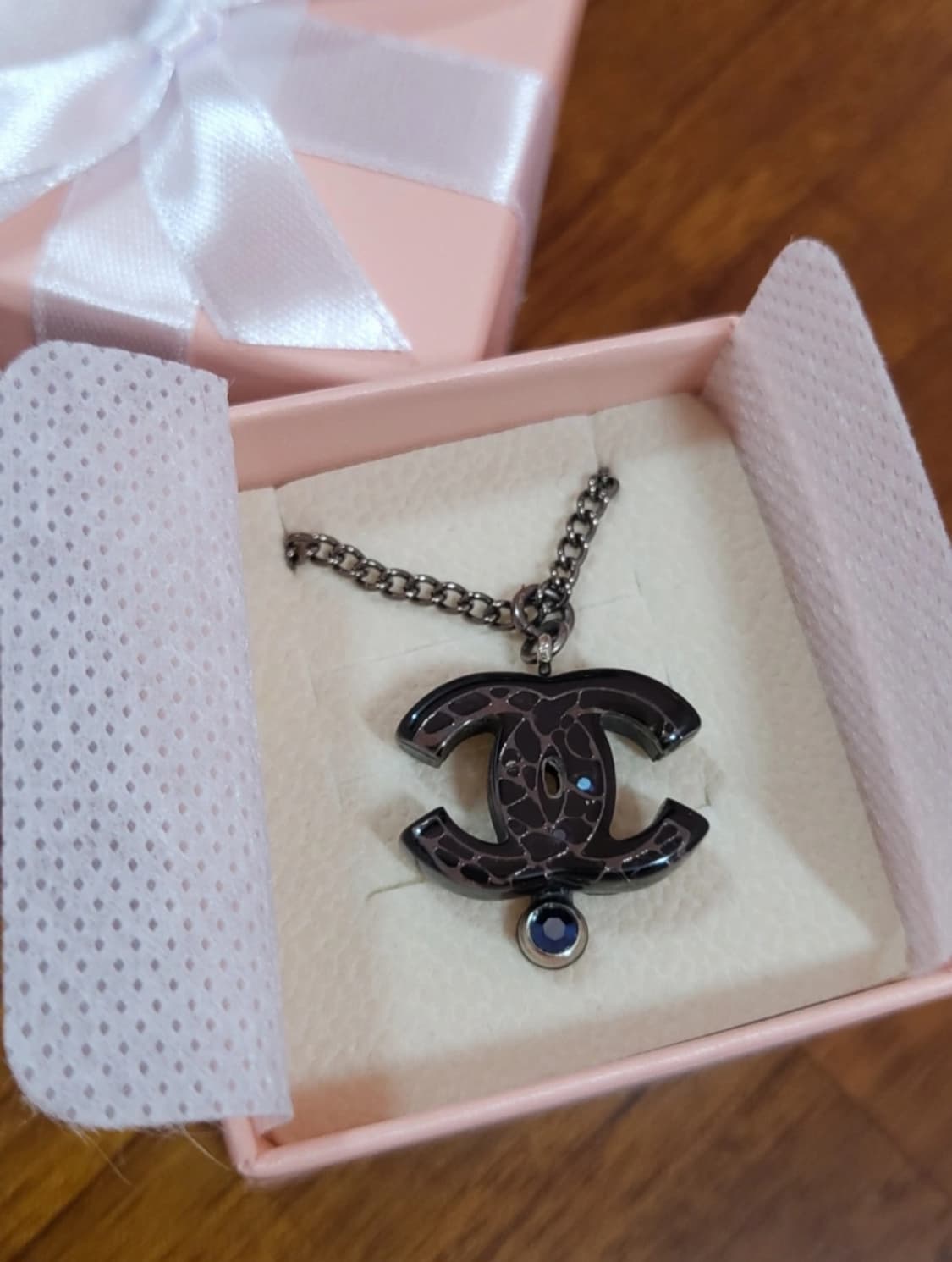 샤넬 건메탈 블루보석 목걸이 상품이미지1