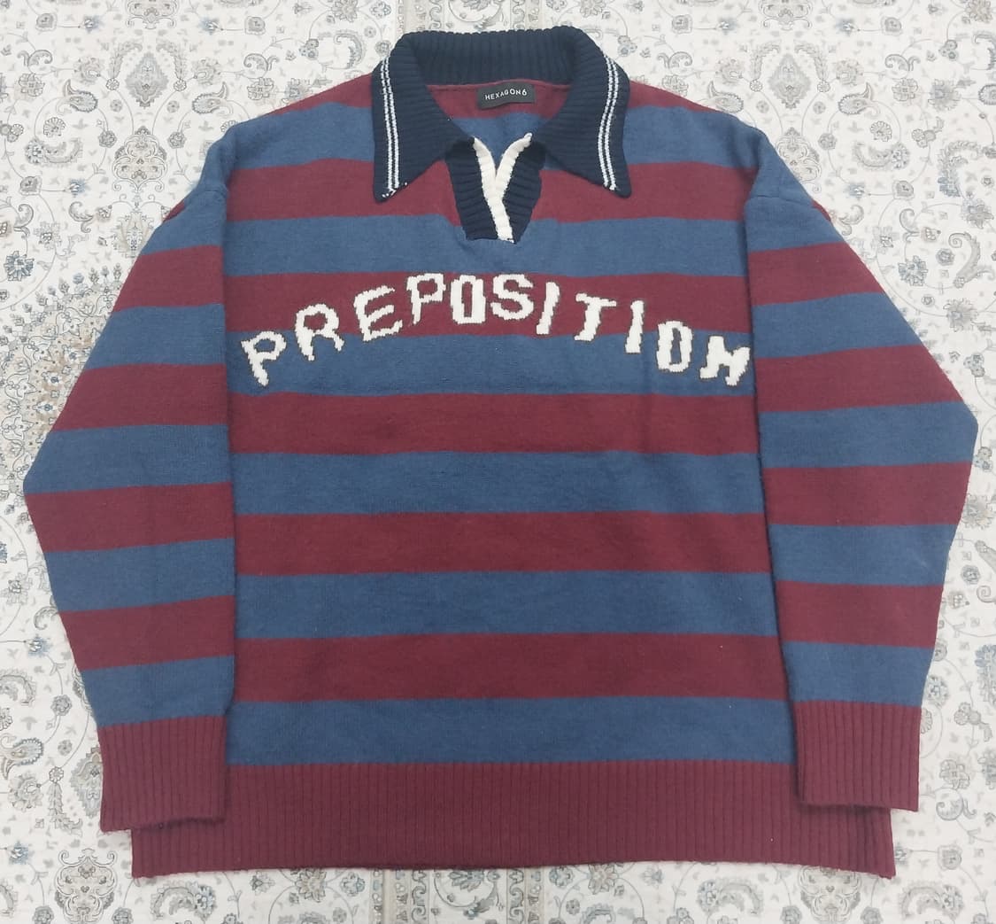 헥사곤6 스트라이프 카라 니트 F (110-115) 상품이미지1