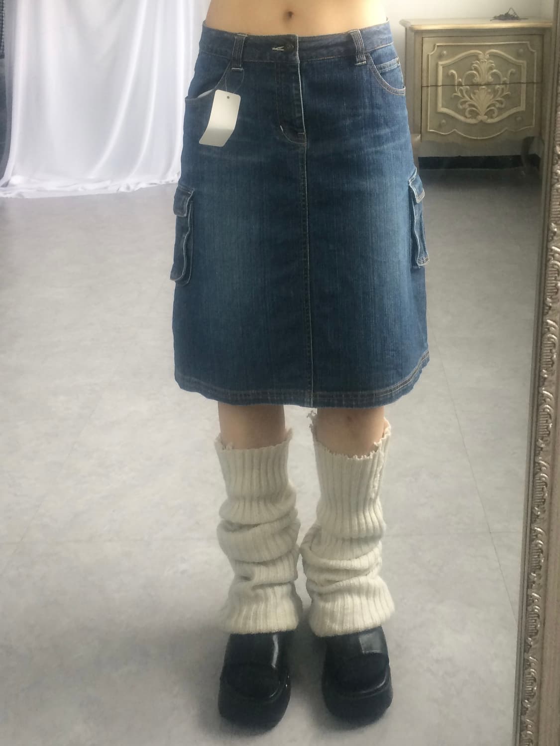 Denim cago midi skirt 상품이미지3