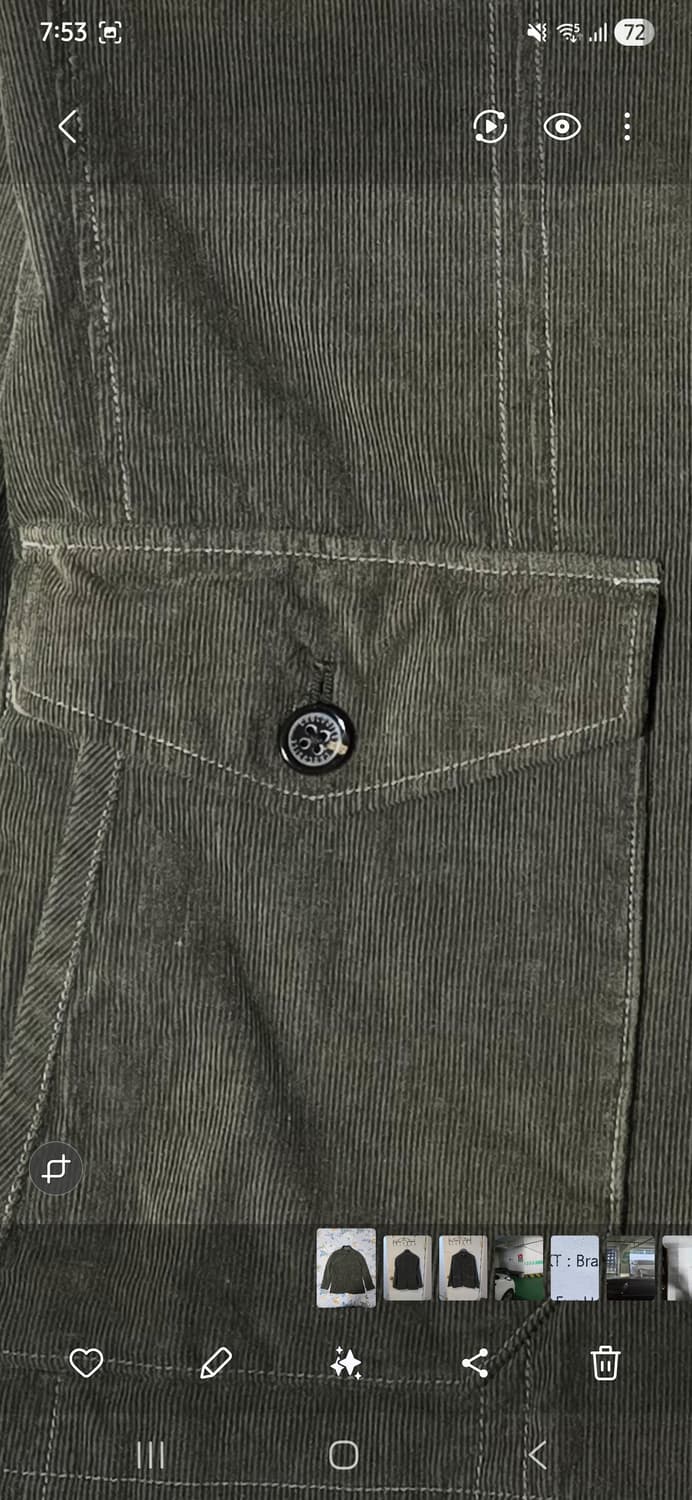 크로커다일 카키색 코듀로이 헌팅 자켓 M 상품이미지4