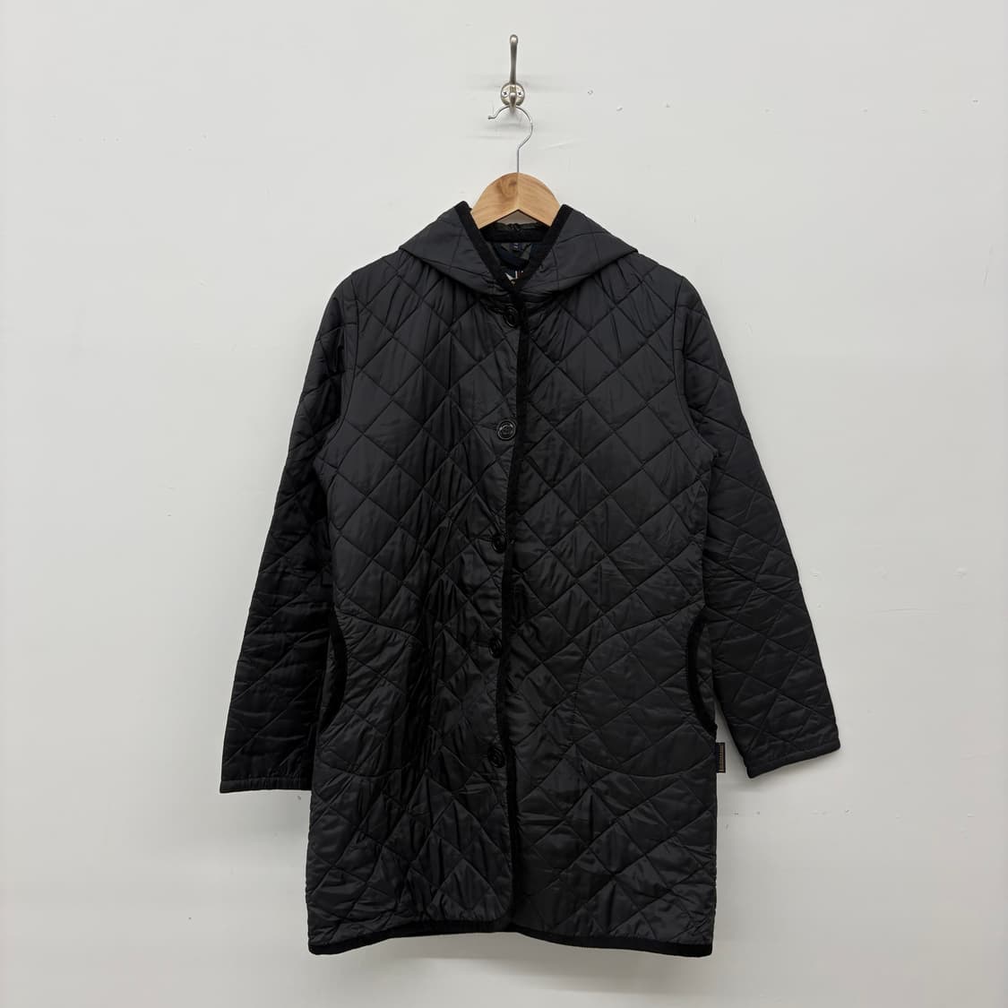 라벤햄 블랙 퀼팅 후드 코트 여/M 상품이미지1