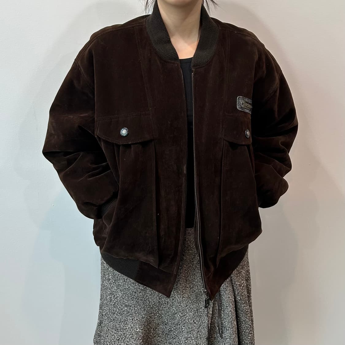 딥브라운 스웨이드 봄버 자켓 상품이미지2