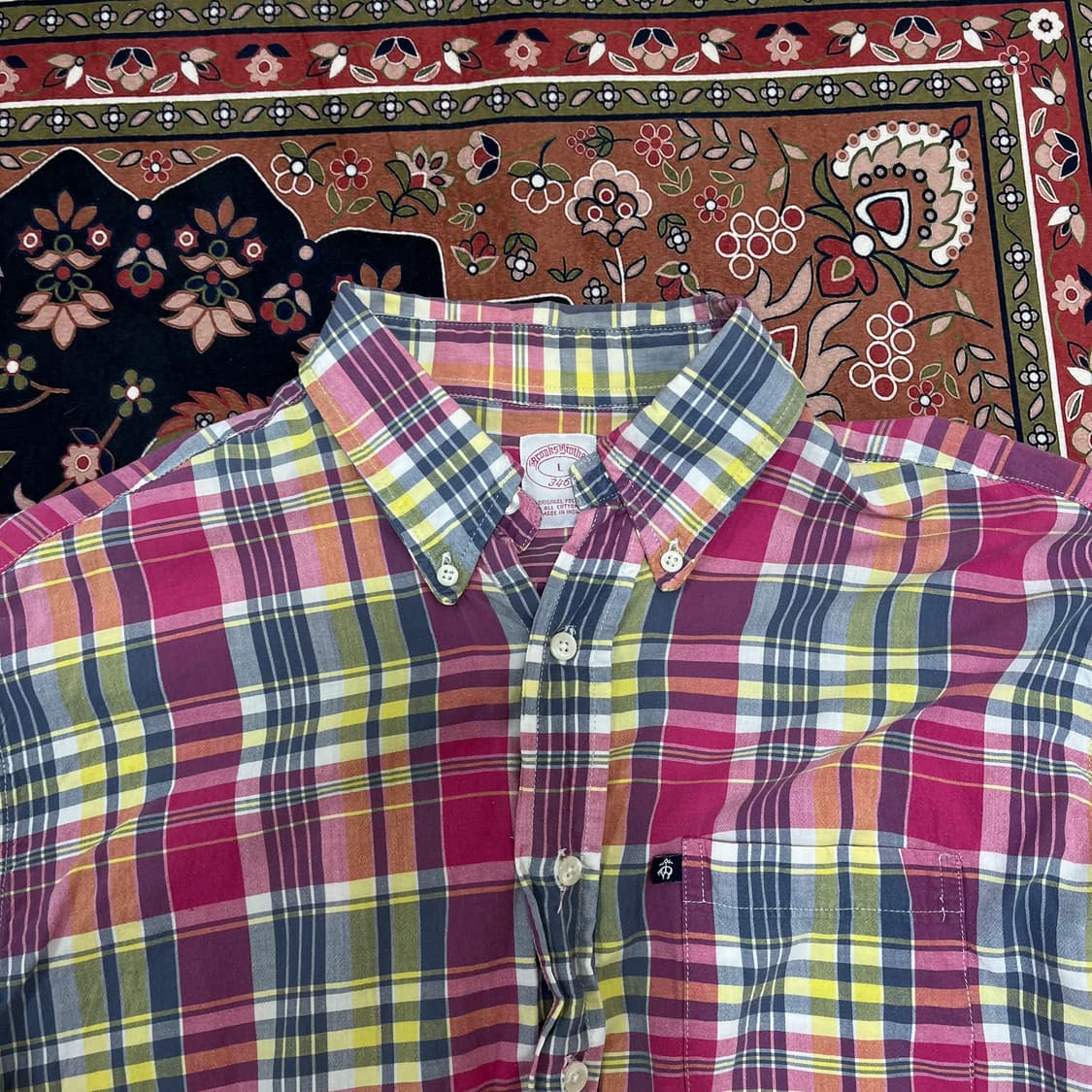 브룩스 브라더스 버튼다운 체크 셔츠 L/100 상품이미지2