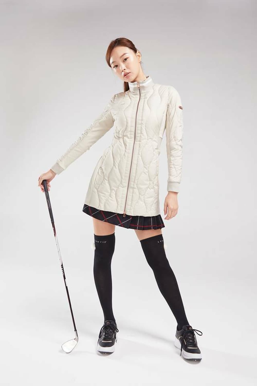 르꼬끄 골프 여성 물결 퀼팅 스윙 롱패딩 자켓 90 상태최상 상품이미지3