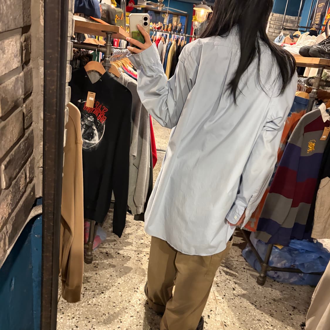 polo 폴로 핑크 자수 블루 긴팔 셔츠 상품이미지4