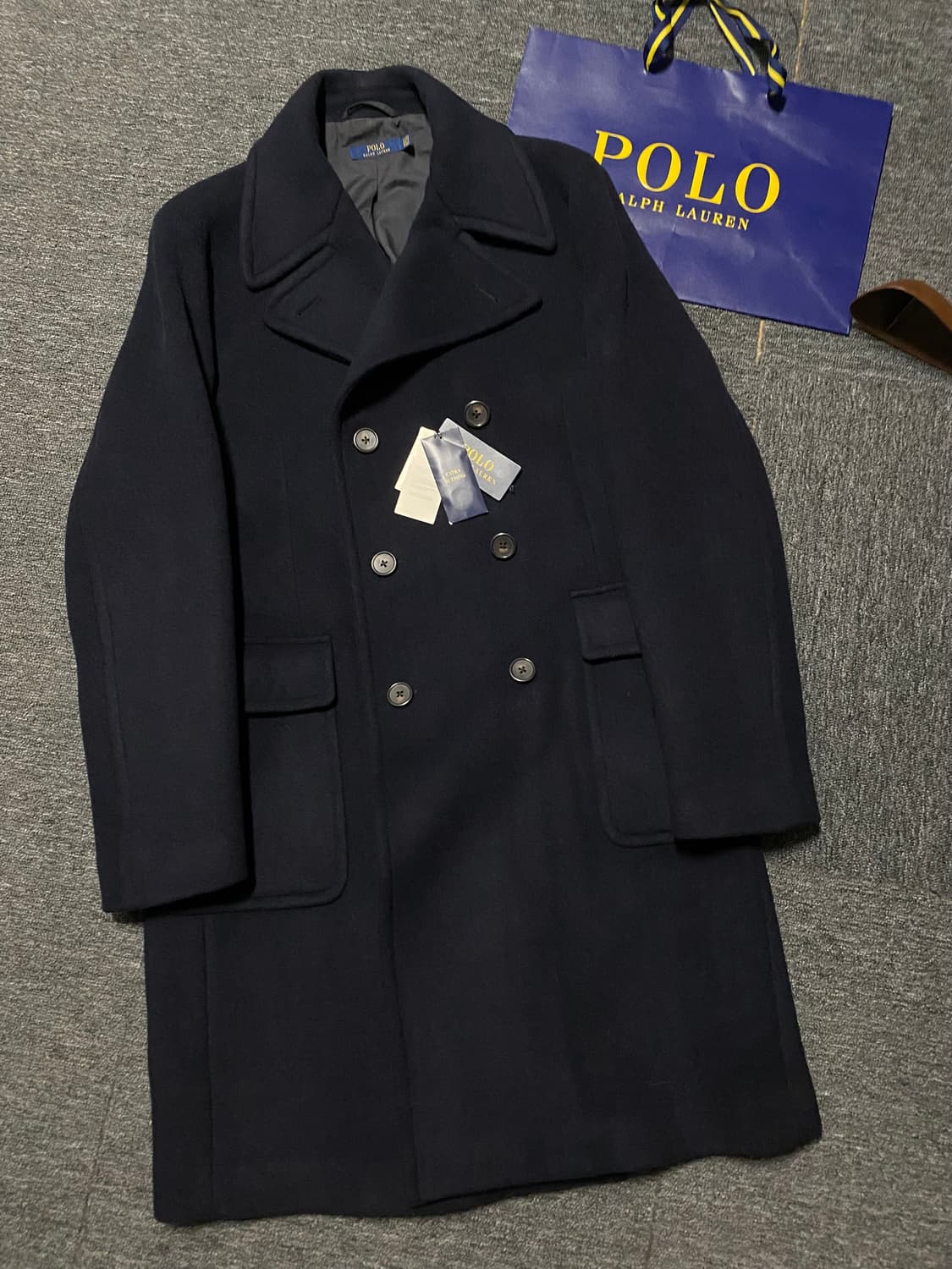 [급처!] 신형 폴로 더블브레스티드 울 블랜드 롱랭스 코트 상품이미지1