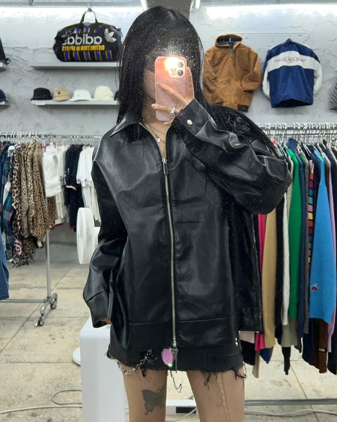 비전컴퍼니 블랙 인조 가죽자켓 상품이미지2